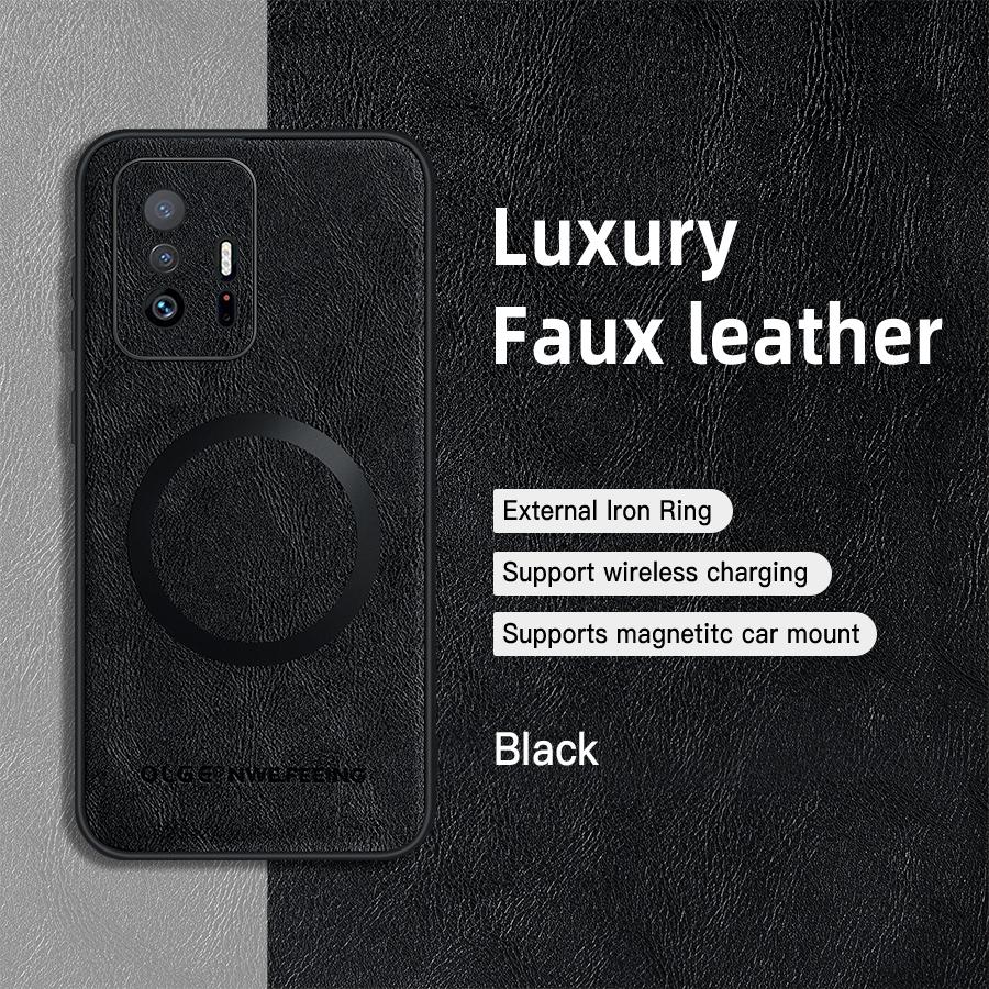 Für Xiaomi 11T 11T Pro PU Leder Magnetring Weiche Kante Anti-Sturz Anti-Fingerabdruck Handyhülle