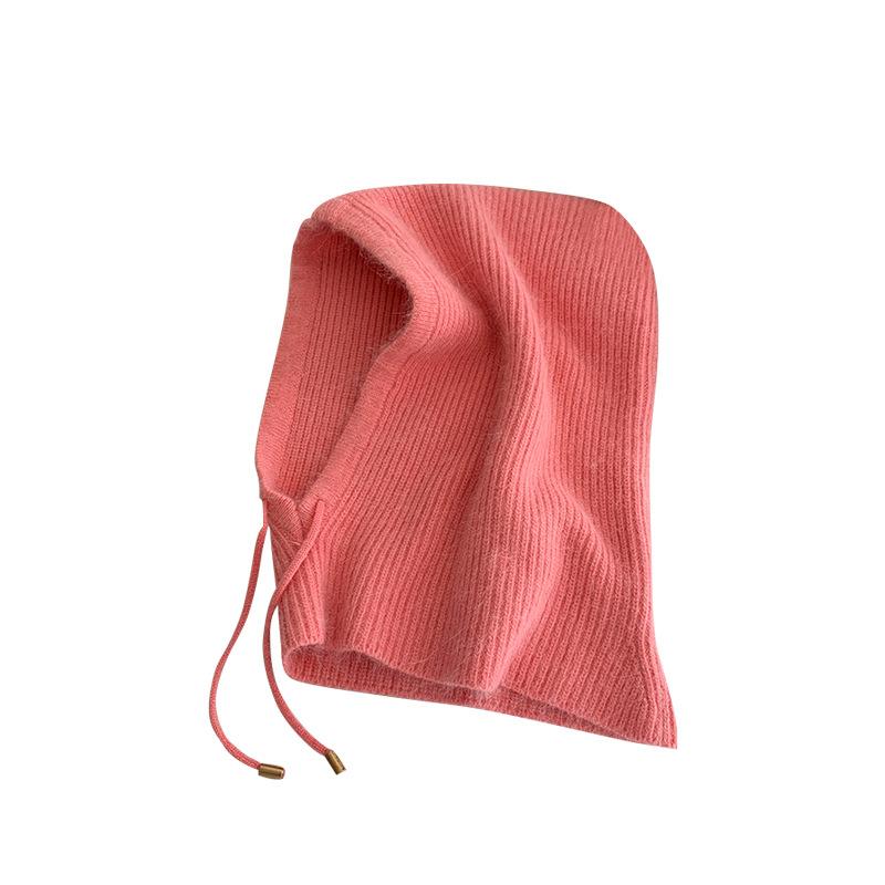 Sturmhaube Damen Herbst und Winter Kaninchenfell warm verdickt Schal integrierte Mütze Wolle Kopfbedeckung Kopfbedeckung Kopfbedeckung