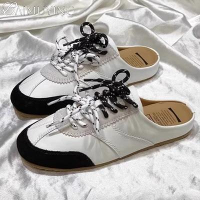 Fashion Casual Sneakers Women Slippers Lace Up Mules Shoes Woman Flat Sandals 2025 Trend Brand Sport Design Running Slides Zapatos Mujer