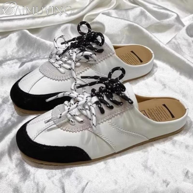 Fashion Casual Sneakers Women Slippers Lace Up Mules Shoes Woman Flat Sandals 2025 Trend Brand Sport Design Running Slides Zapatos Mujer