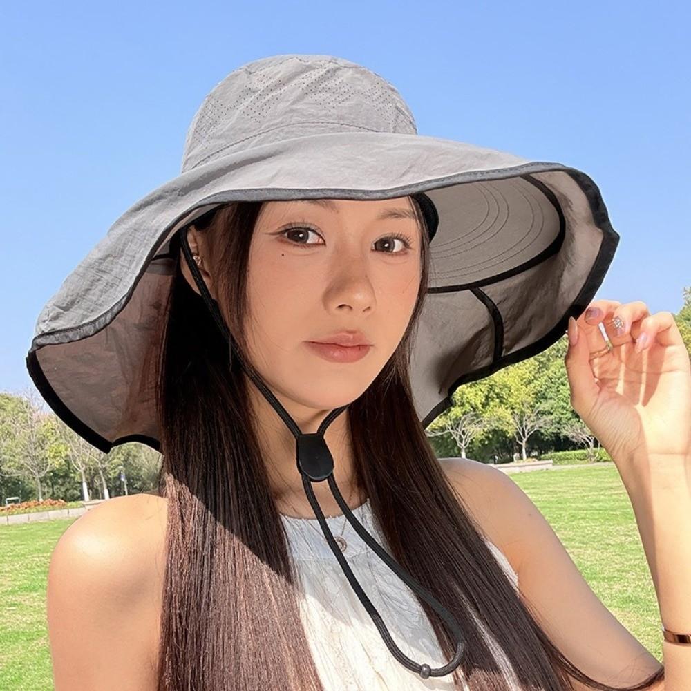 Anti-UV Fisherman Hat Wide Brim Bucket Hat New Beach Cap Women