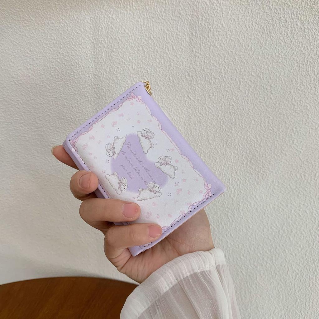 New Mini Mini Wallet for Women  Short and Cute Heart-shaped Little Fluffy Ball Wallet Korean Version Student Personality Zero Bag