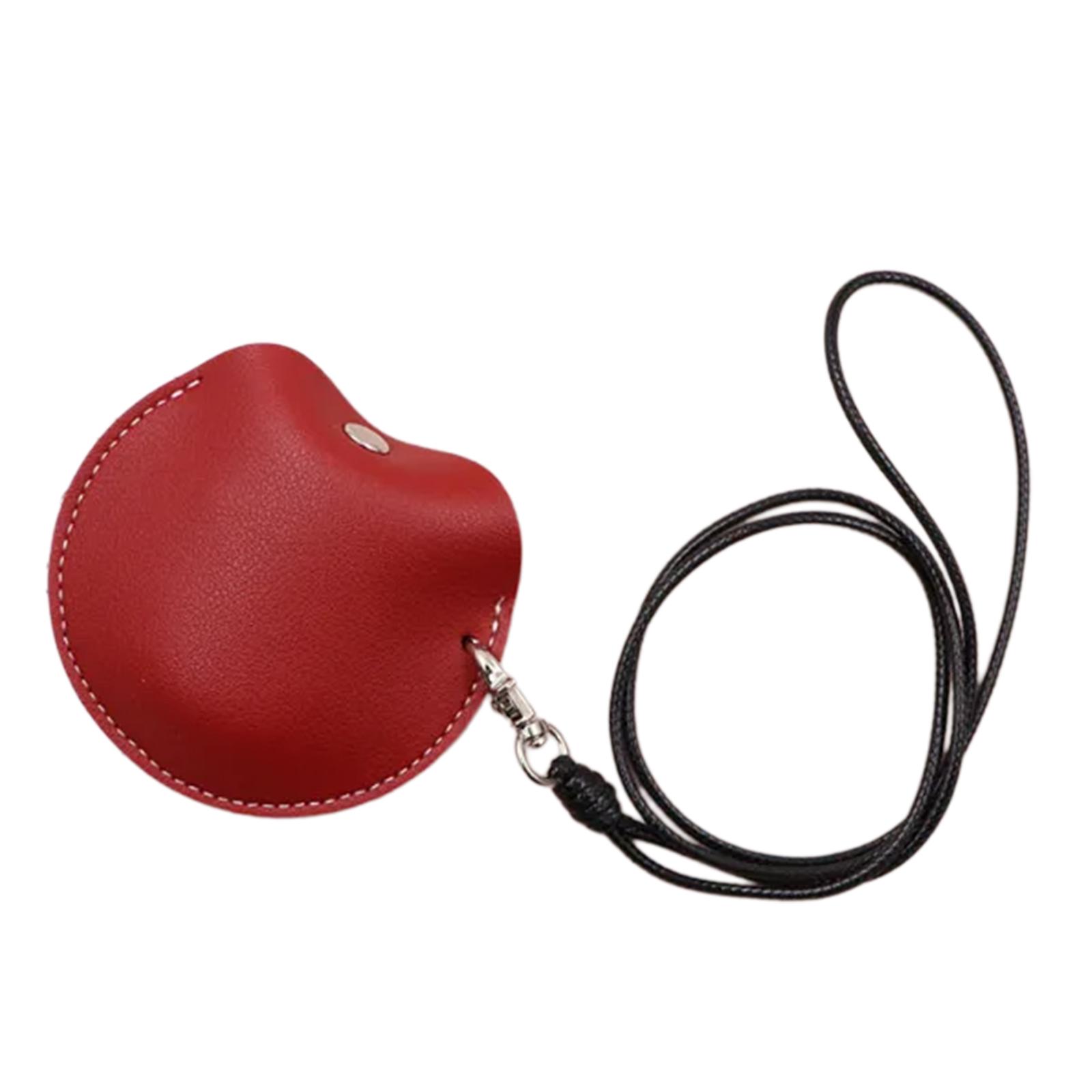

Portable Earphone Carrying Case Durable Mini Leather Pendant Box Hanging Neck Pouch for Outdoor Climbing Hiking вино красного