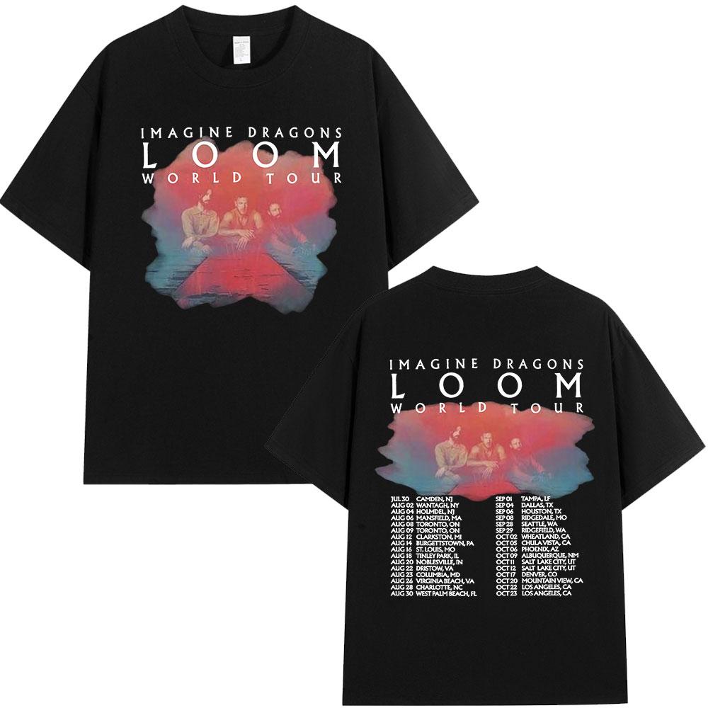 Summer Adult Imagine Dragons Loom World Tour Rock Band Tshirt Cartoon Dragon High Quality 100 Cotton Mens Women Shortsleeved