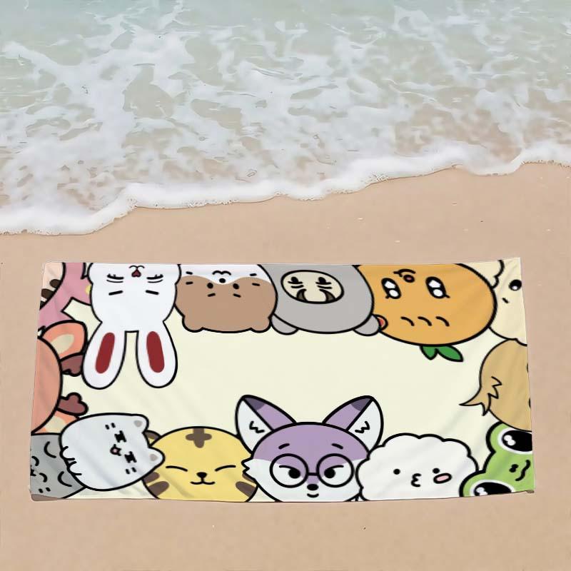 

1pc Cute Kawaii Animal Beach Towel Polyester Quick Dry Travel Towel Unisex Lightweight Soft for Swimming Camping Surfing Beach E W40*H60(CM)
