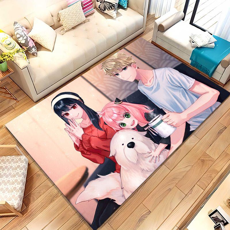 Anime SPY×FAMILY Carina Anya Forger Cartone Animato Tappeto Area Antiscivolo per Soggiorno Tappeto Morbido per Camera da Letto Bambini Divano, Tappetino per Porta Decorazione Casa