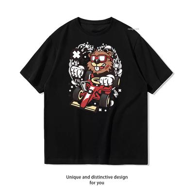 Racing Bear Cotton T Shirt Unisex Adult Couple Streetwealtops Tee Short Sleev Casual