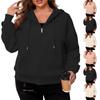 Women's Plus Size Loose Comfortable Casual Fashionable Solid Color V-Neck Long Sleeved Sweatshirt Coat