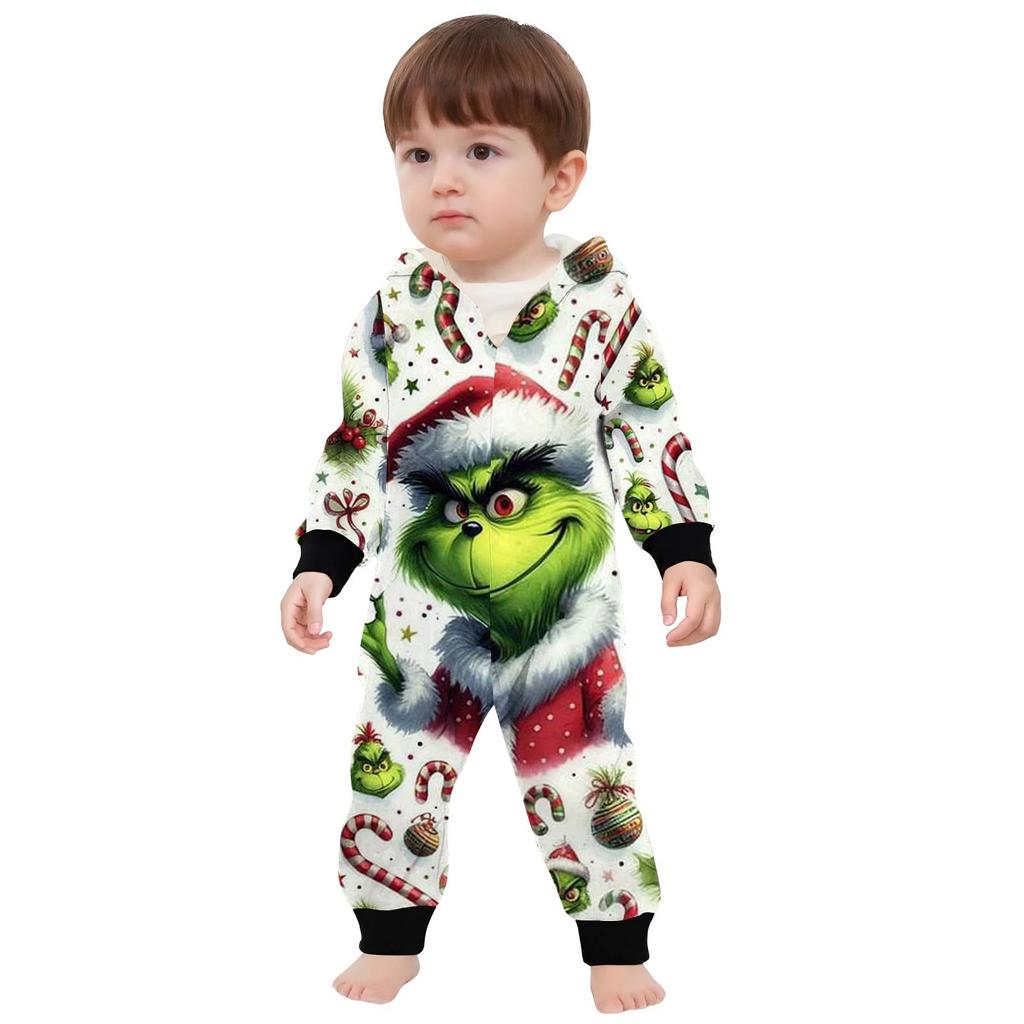 Eltern-Weihnachten Bedruckt Eltern-Kind Kapuzen-Reißverschluss Einteilige Homewear