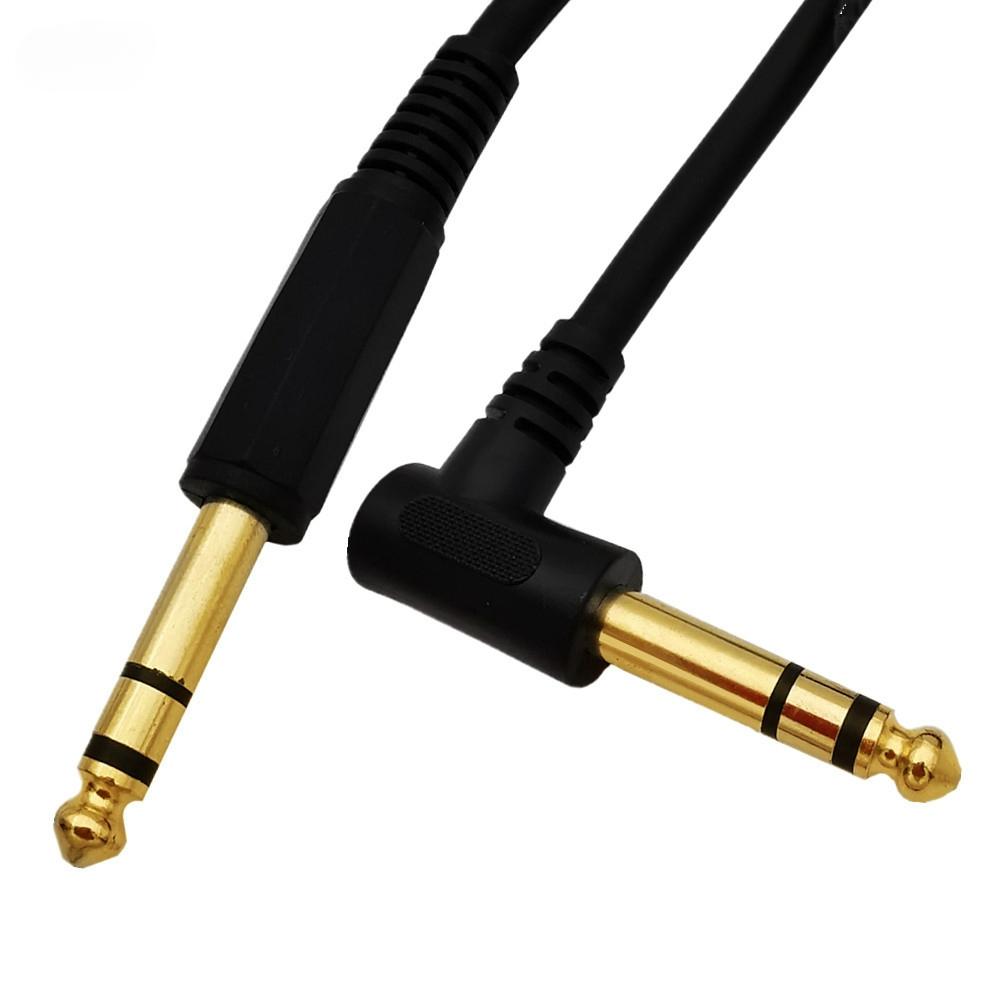 Right Angle To Straight 6.35mm 1/4 Inch TRS Instrument Cable Gold Plated Balanced Stereo Audio Cord For Electric Guitar Bass Keyboard Amplifier Wire