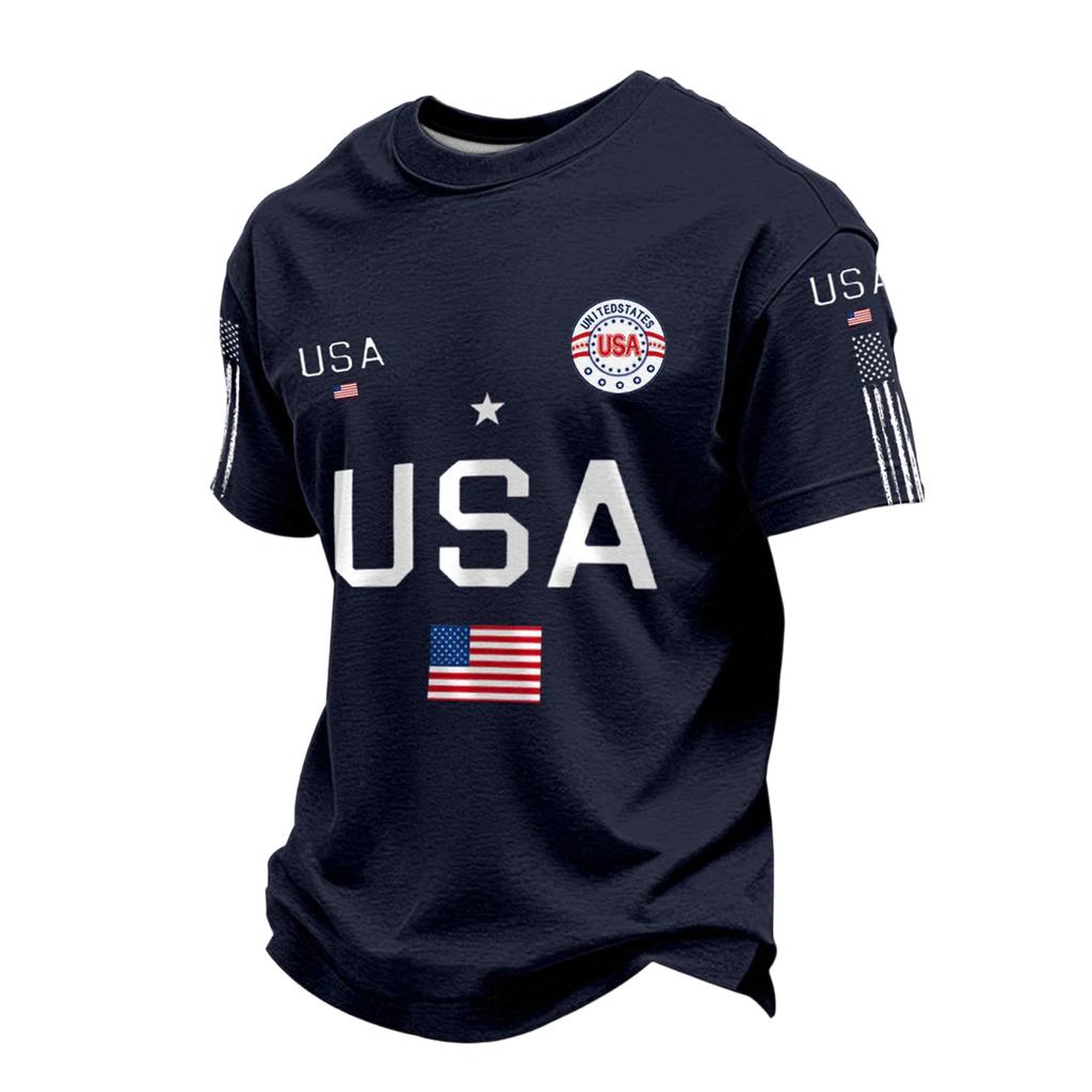 USA Anniversary Men's Casual Letter Print Short-Sleeve T-Shirt