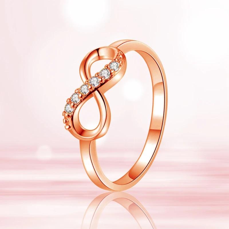 Fashion Hiphop Party Wedding Gift Creative Crystal Twist Infinity Wedding Rings For Woman Statement Jewelry Gift