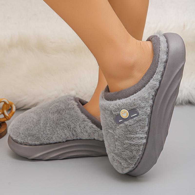 Fashion Winter Thick Sole Cotton Slippers Women Comfort Sole Sole Non Slip House Slippers Woman Inndor Warm Plush Platform Slides Shoes