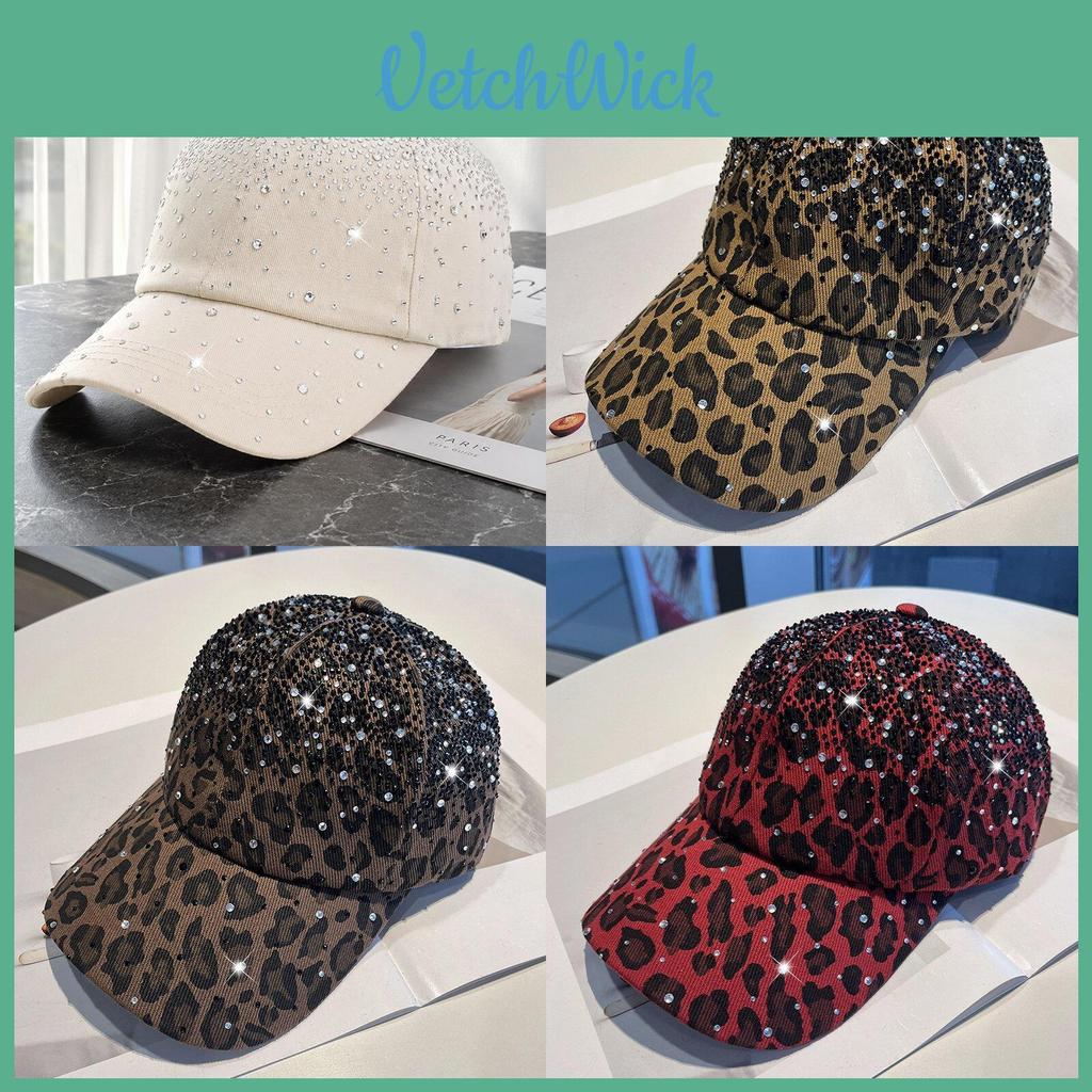 Leopard Print Baseball Cap With Rhinestones For Summer Street Style Fans