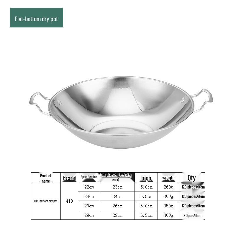 

Комерційний вок з нержавіючої сталі з сотовим малюнком для смаження, з плоским дном для морепродуктів та хот-поту 28cm