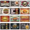 [MyPlate] Hamburger Metal Sign Plaque Metal Vintage Tin Sign Wall Decor For Club Man Cave Bar Decoration Tin Plate