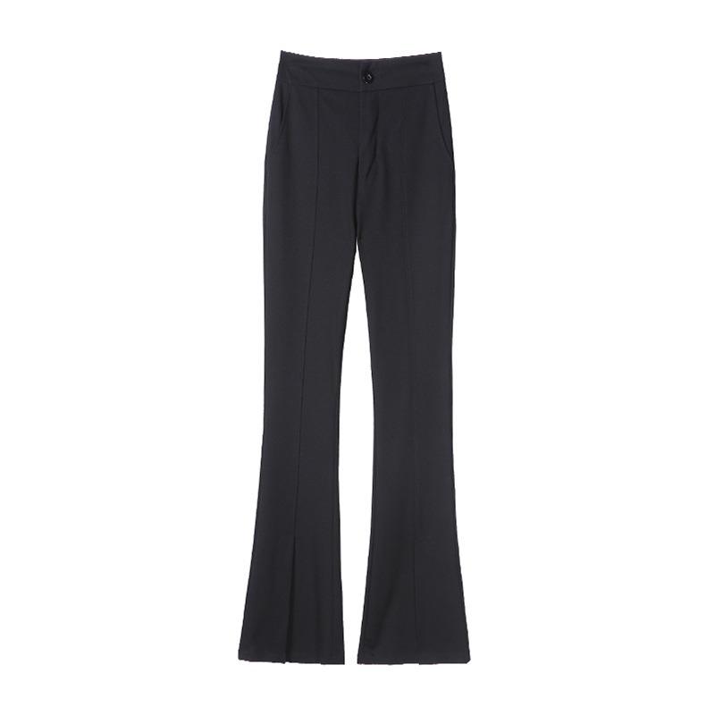 Black Narrow Suit Pants Women's Pendant Feeling New Spring and Summer High and Thin Split Straight Wide-leg Pants