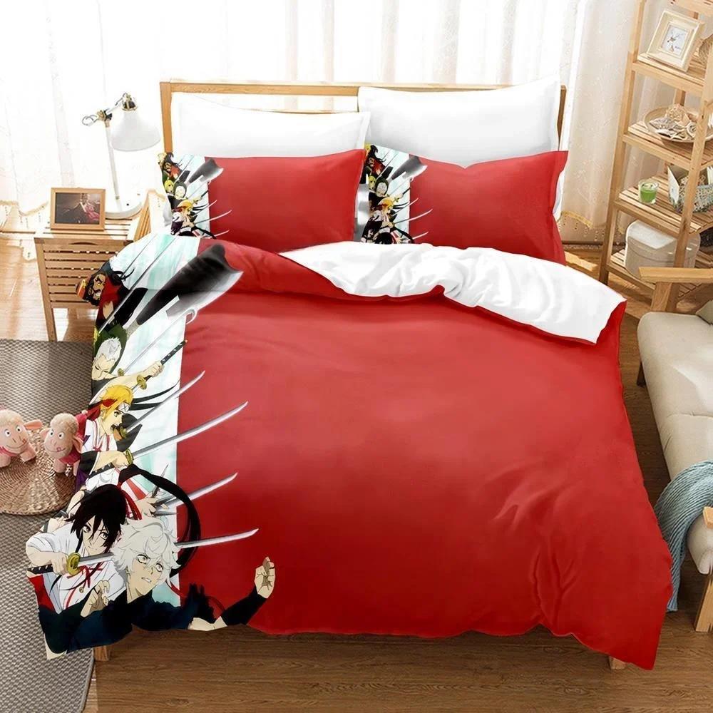 Fashion Anime Hell's Paradise: Jigokuraku Bedding Set Cartoon Three-piece Set Adult Kid Bedroom Duvet Cover Sets Home Textiles