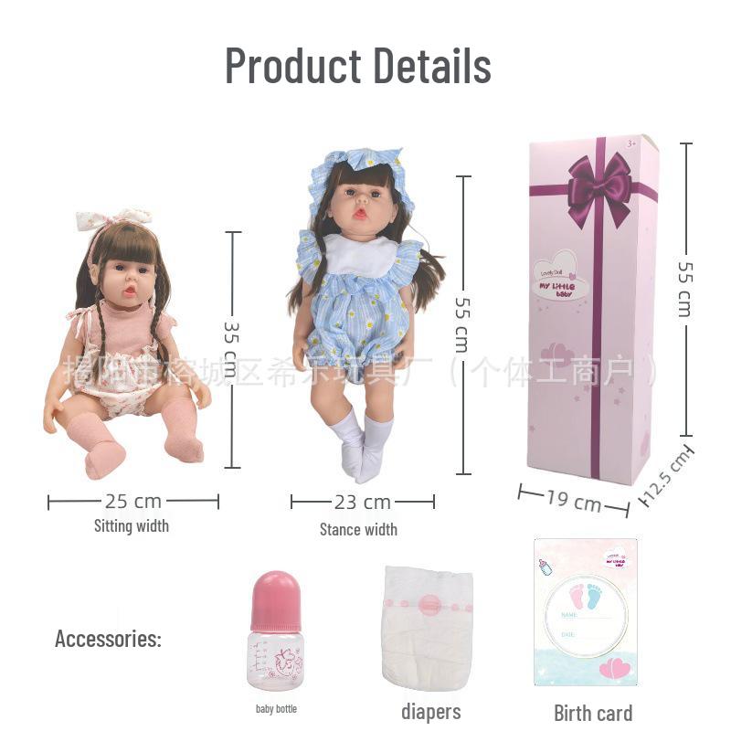 55cm Realistic Soft Silicone Reborn Doll - Children's Dress-up Companion & Birthday Gift