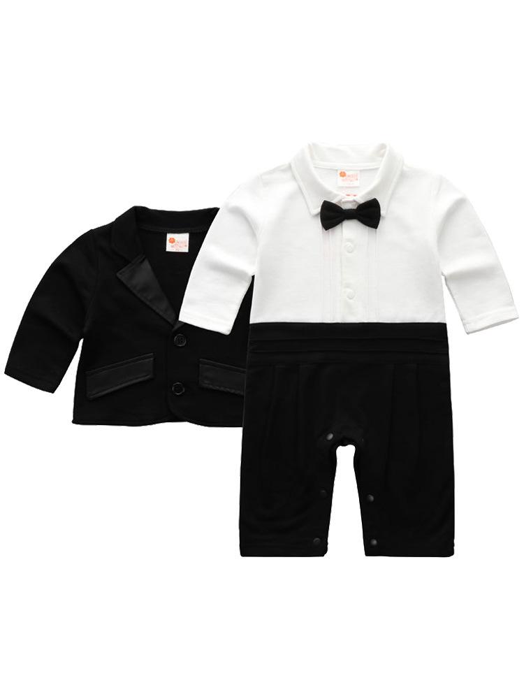 Autumn Newborn Gentleman Long Sleeve Romper for Baby's First Birthday