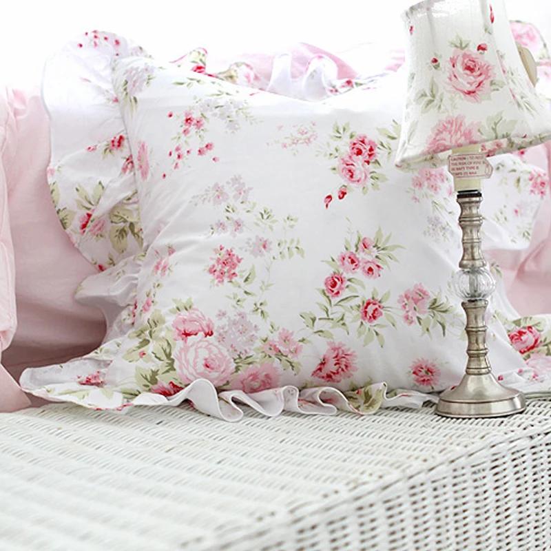 Luxury Embroidery Cushion Cover Ruffle Lace Wrinkle Pillow Cover Cake Layers Princess Bedding Pillowcase 45x45cm