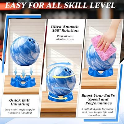 Bowling Ball Rotating Bracket 360-Degree Smooth Rotation Cup Holder Easy-To-Use Multi-Angle Grip Universal Cleaning & Polishing
