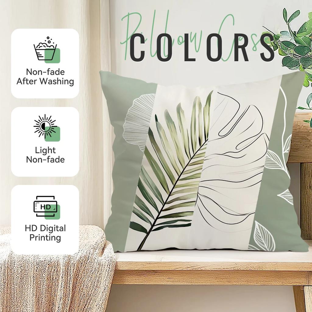 Modern Plants Cushion Pillowcase Printed Polyester 45X45Cm Throw Pillowcover Decorative Sofa Cushion Pillowslip Home Decor