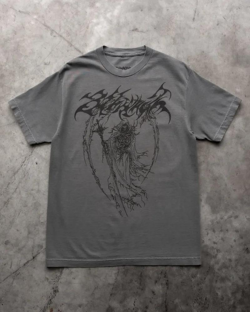 Summer2025 European and American High Street Clothing Angel Devil Print Loose Oversized T-shirt Men Casual Couple Short Sleeves