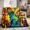 1pc Statue of Liberty Blanket Lightweight Flannel Blanket Throw Blanket For Sofa, Bed, Travel, Camping, Livingroom, Office, Couch