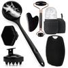 7/4/3 Stück Duschkörperpflege-Set Langer Griff Silikon-Rückenbürste Kopfhautmassagegerät Peeling Gesichtswalze Gua Sha Massagegeräte