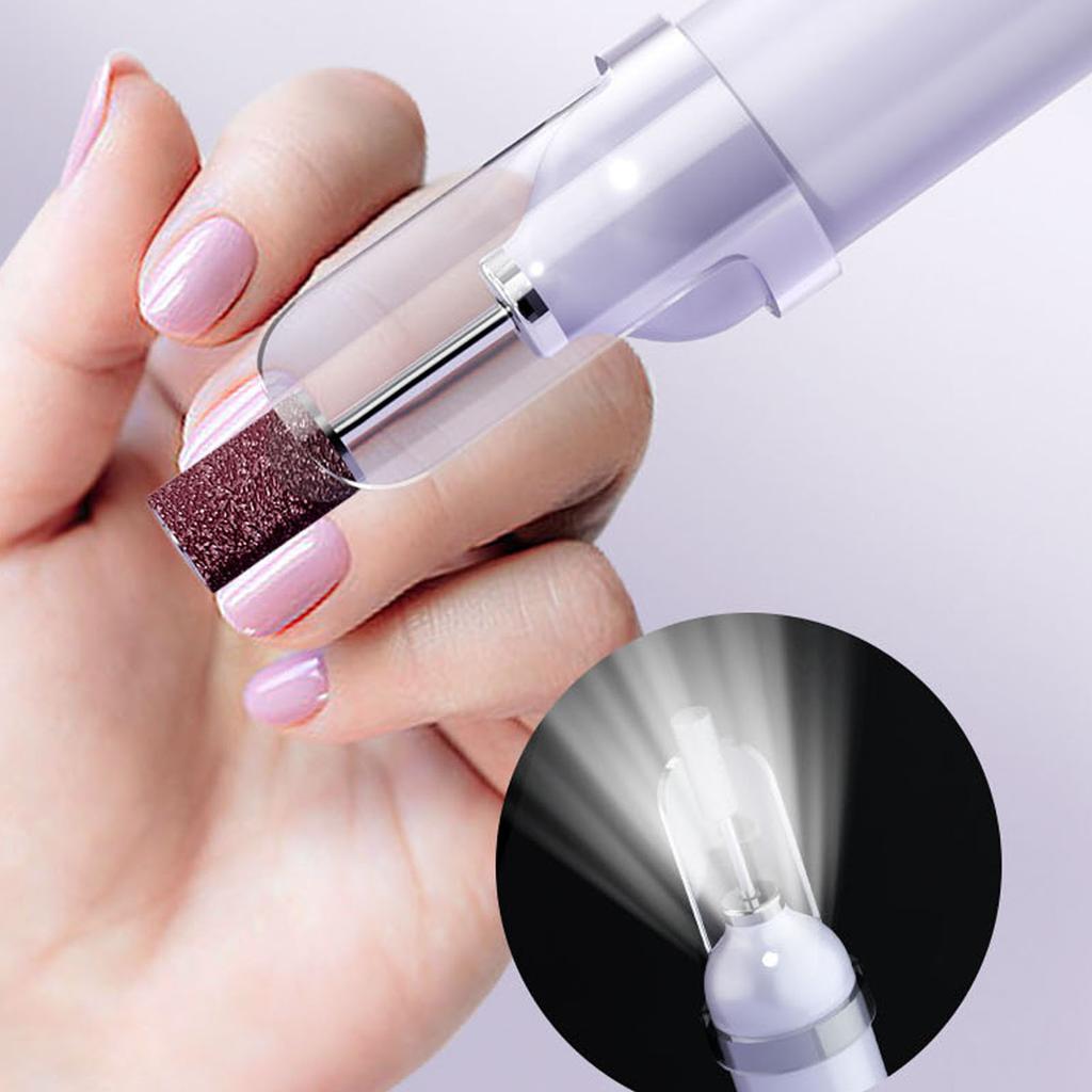 Electric Cordless Nail Drill Portable Rechargeable Nail File Cordless Nail Grinder 2 in 1 Nail Drill Lamp Ergonomic Handle 180MAh Purple for Manicure