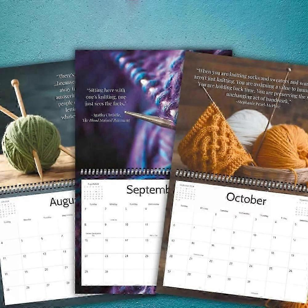 Knitting Calendar 2025, Yarn Monthly Calendar Planner with Inspirational Quotes