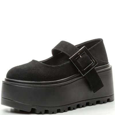 8CM Neue Designer-Plattform-Keil-Pumps aus echtem Leder mit runder Spitze Frühling Sommer Wohnungen Haken Damenmode Mary Jane Loafer Schuhe