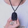 Natural Black Obsidian Chinese Dragon Pendant Jade Necklace Jewelry Amulet Lucky Mens Gift