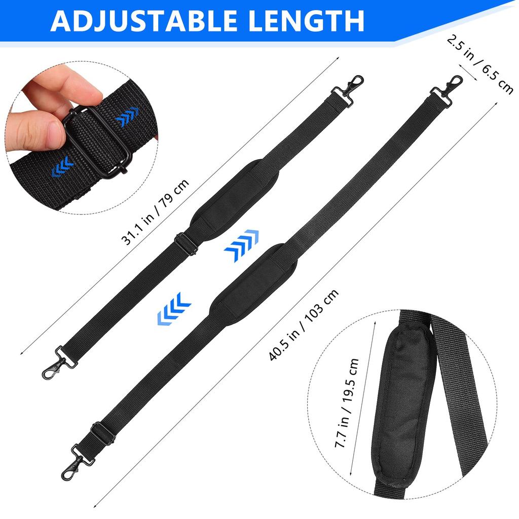 Alasum Shoulder Straps for Instrument Cases, Set of 2, Thickly Padded, Wide, Reduces Strain, Replacement Straps, Adjustable Length, for Violin,