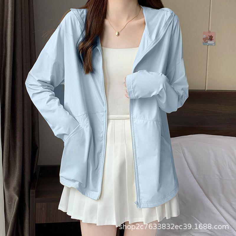 Sports Thin Ice Silk Summer Sunscreen Clothing Women's Outdoor Light and Thin Jacket UV Protection Breathable Cool Sunscreen Clothing