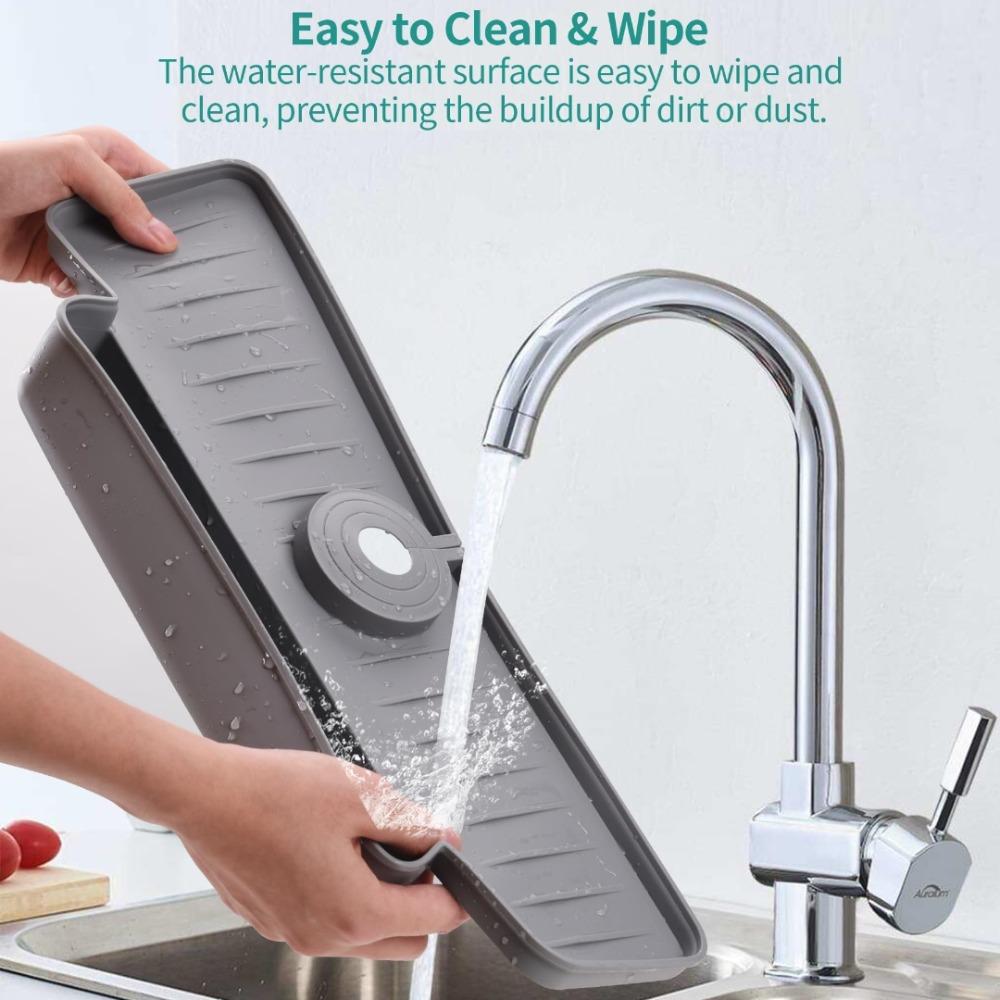 Thicken Silicone Splash Guard Behind Faucet Water Catcher Tray Sponge Holders  Home Gadgets
