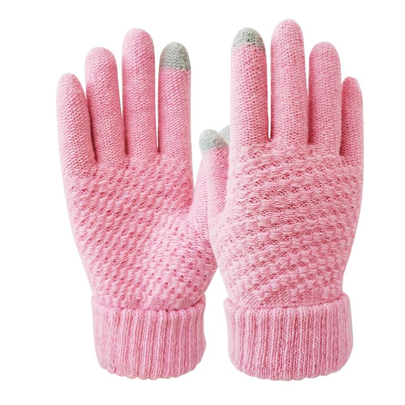 

Touchscreen Winter Gloves for Couples - Thick Velvet, Non-Slip, Split Finger, Wool Knit for Cycling & Cold Protection One Size (Polyester Blend)
