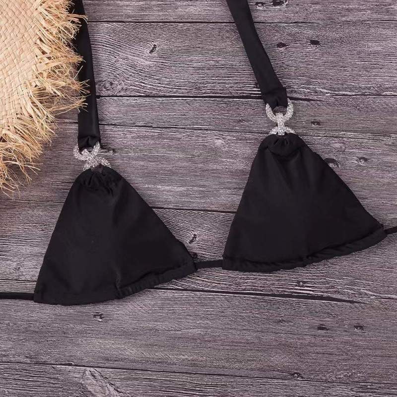 Damen-Bikini-Neckholder-Badeanzug, Bandage, separater Strand-Bikini-Set, Badeanzug mit niedriger Taille