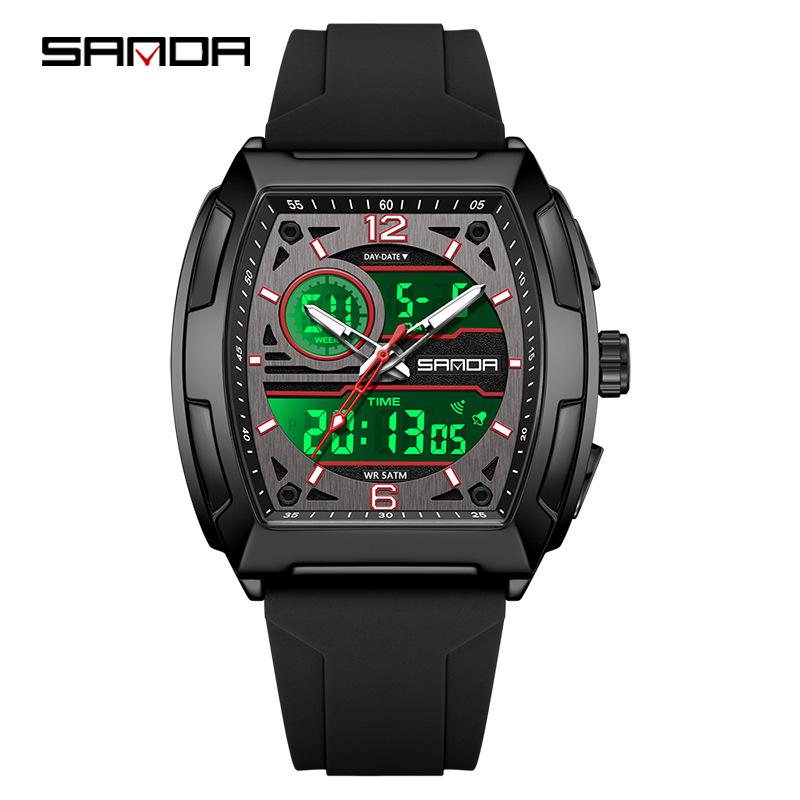 SANDA Men's Multifunctional Sports Watch - Dual Display, Waterproof, Casual & Versatile.