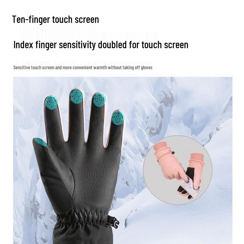 USB Heated Gloves: Winter Warmth with Thick Velvet, Cold-Resistant Motorcycle Riding Power Bank Heating