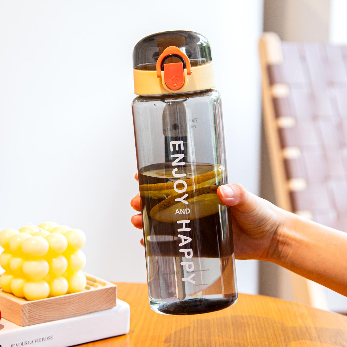 

750 мл большая емкость бутылка для воды из тритана портативная бутылка для воды чашка для воды бутылка для питья с маркером для занятий спортом на открытом воздухе фитнес чёрный