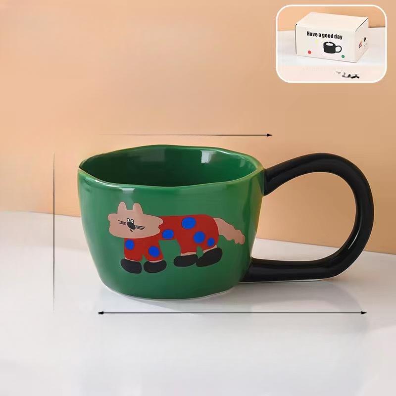 Hand Pinch Big Ear Mug Cartoon Puppy Ceramic Cup Creative Coffee Cup Color Box Couple Cup Gift