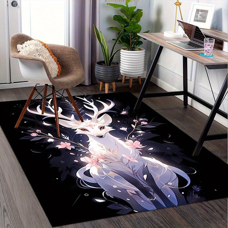1pc. Magical Deer with Flowers Home Decorative Rug Office Desk Mat Outdoor Carpet Gift for Nature Lovers