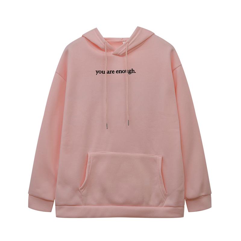 2023 Women's Fleece-Lined Hoodie with Letter Print & Kangaroo Pocket