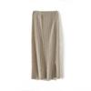 Women's 100% Wool Elastic High-Waist Knitted Midi Skirt with Back Slit