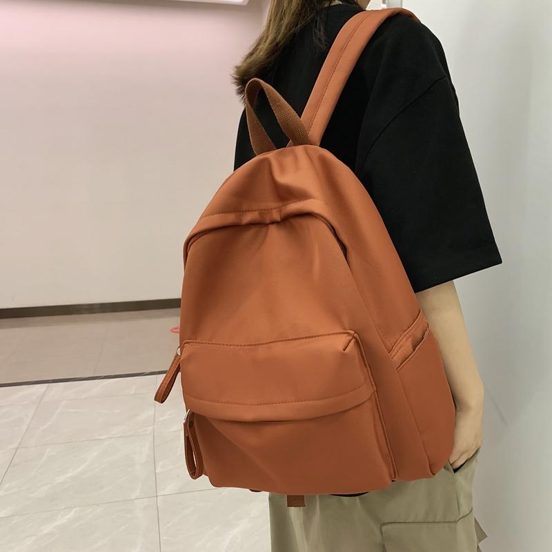 Solid Color Backpack Female Schoolbag Female Student Backpack Male
