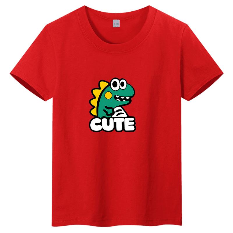 

2026 New Childrens Casual Tshirt with Small Dinosaur Print Color Childrens Short Sleeved Versatile Parentchild Top 3XL