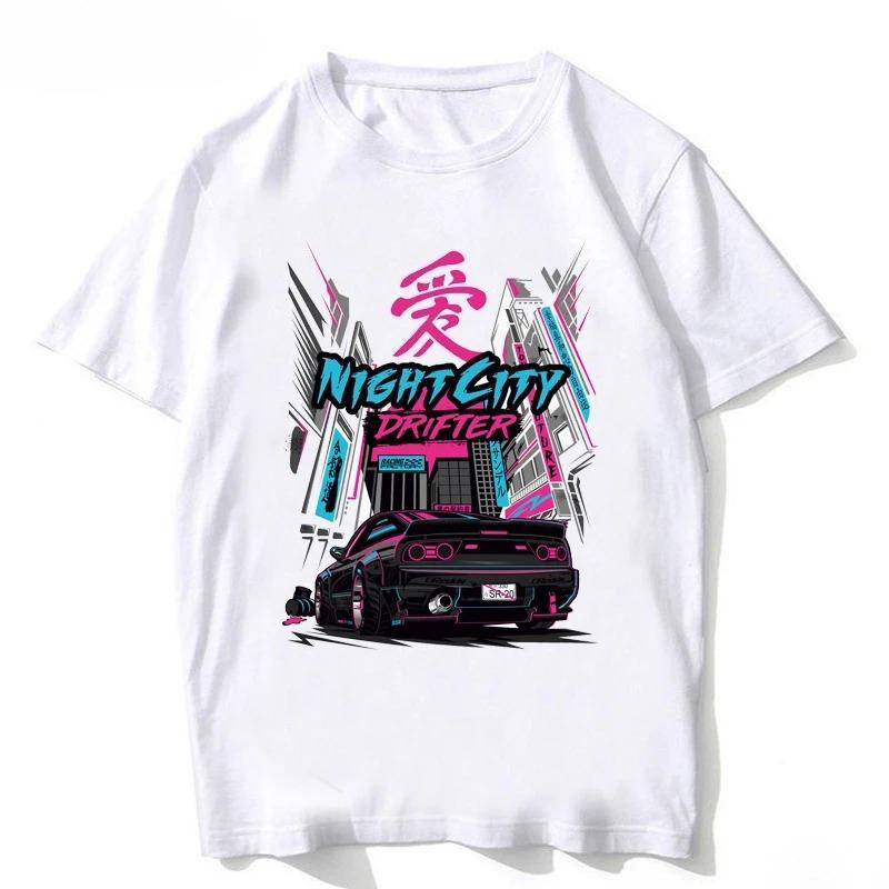 SChassis 13 SR20 Zasilane Klasyczne Koszulki Silvia S13 Kryminalna na Touge Styl Króla Driftu Japoński Samochód Wyścigowy T-shirt Męski JDM