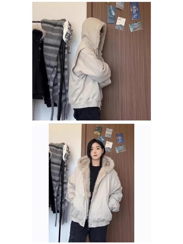 Herrvinter Retro Vittygöring Bomullsjacka med Pälskrage Huva